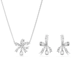 Swarovski Volta Set, Bow, Beyaz, Rodyum Kaplama - 5660118