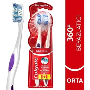 Colgate 360 Optik Beyaz Orta Beyazlatıcı Diş Fırçası 1+1